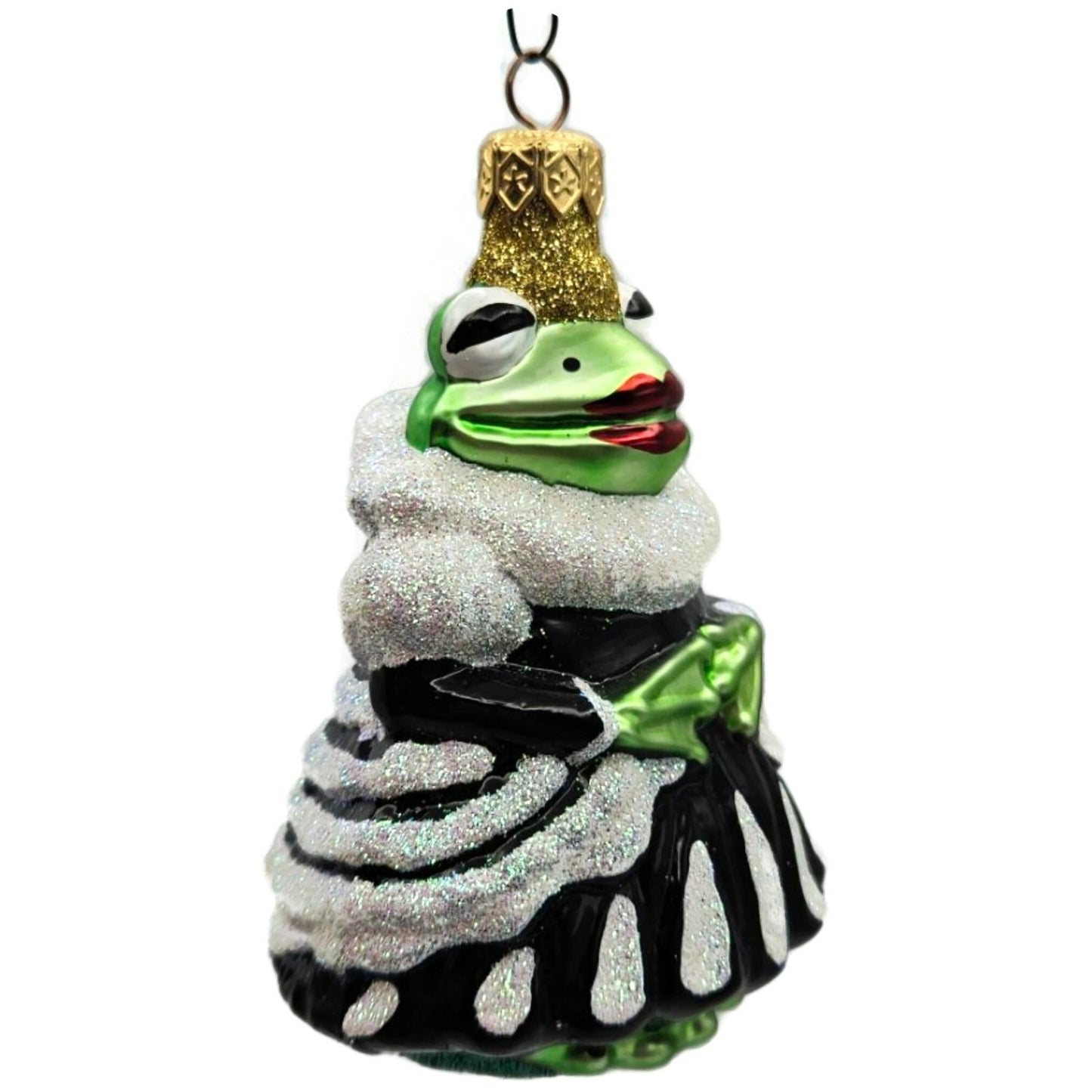 Patricia Breen Halloween Frog Queen Black White Glass Christmas Ornament 9715AUC