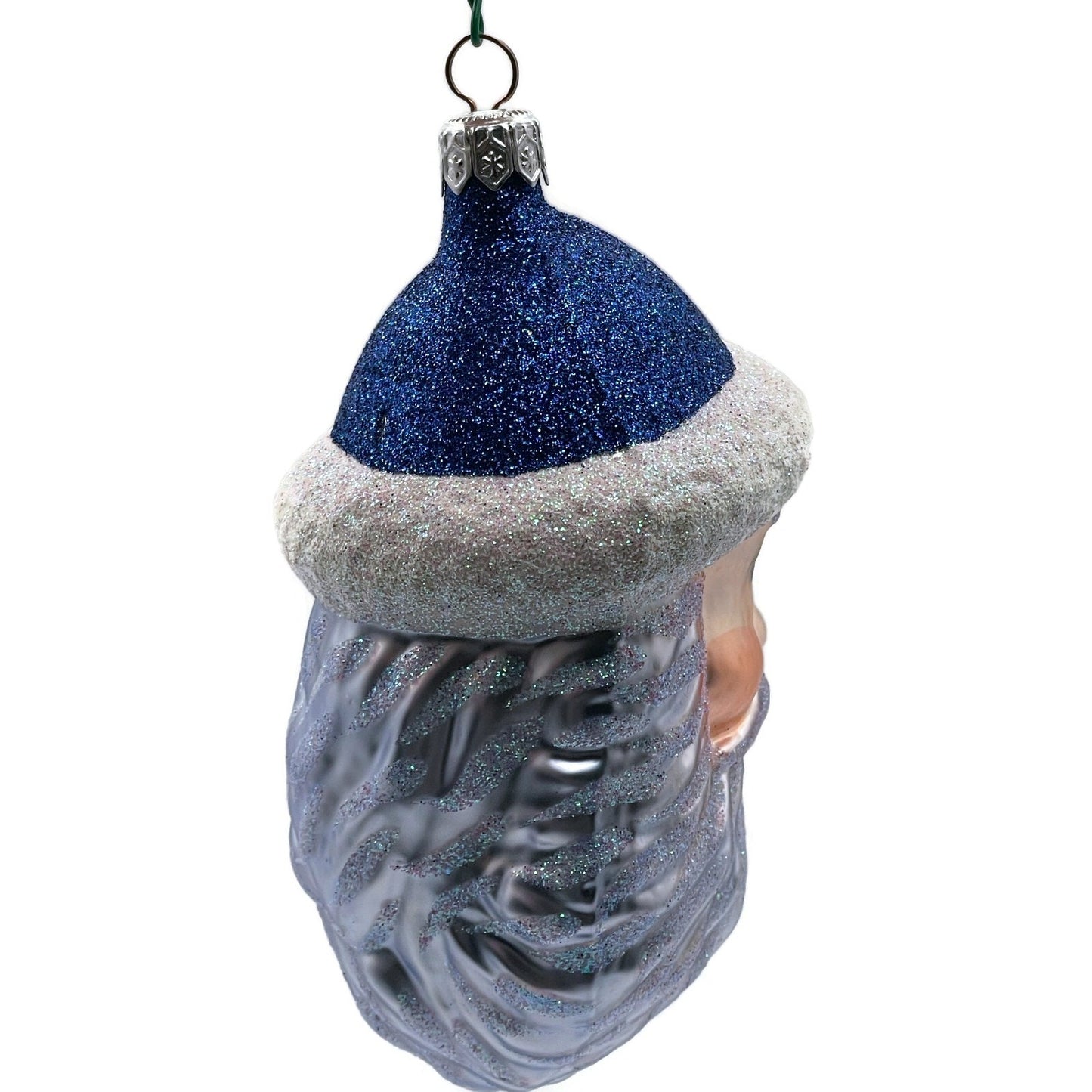 Patricia Breen Blow Ye Winds Blue Hat Santa Claus Head Christmas Tree Ornament