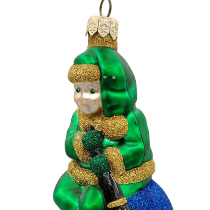 Patricia Breen Jingles the Elf Green Suit Blue Ball Christmas Holiday Ornament
