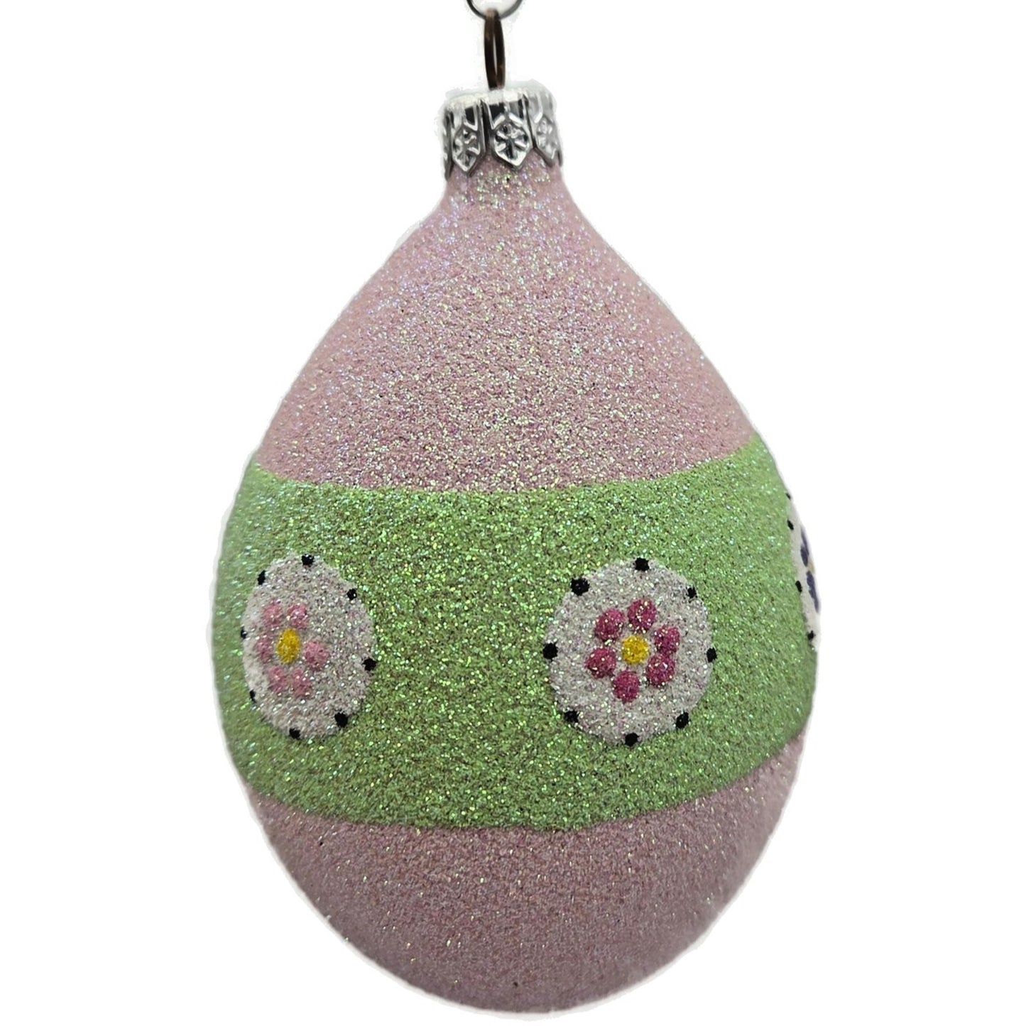 Patricia Breen Easter Egg Green Thick Stripe Floral Easter Christmas Ornament