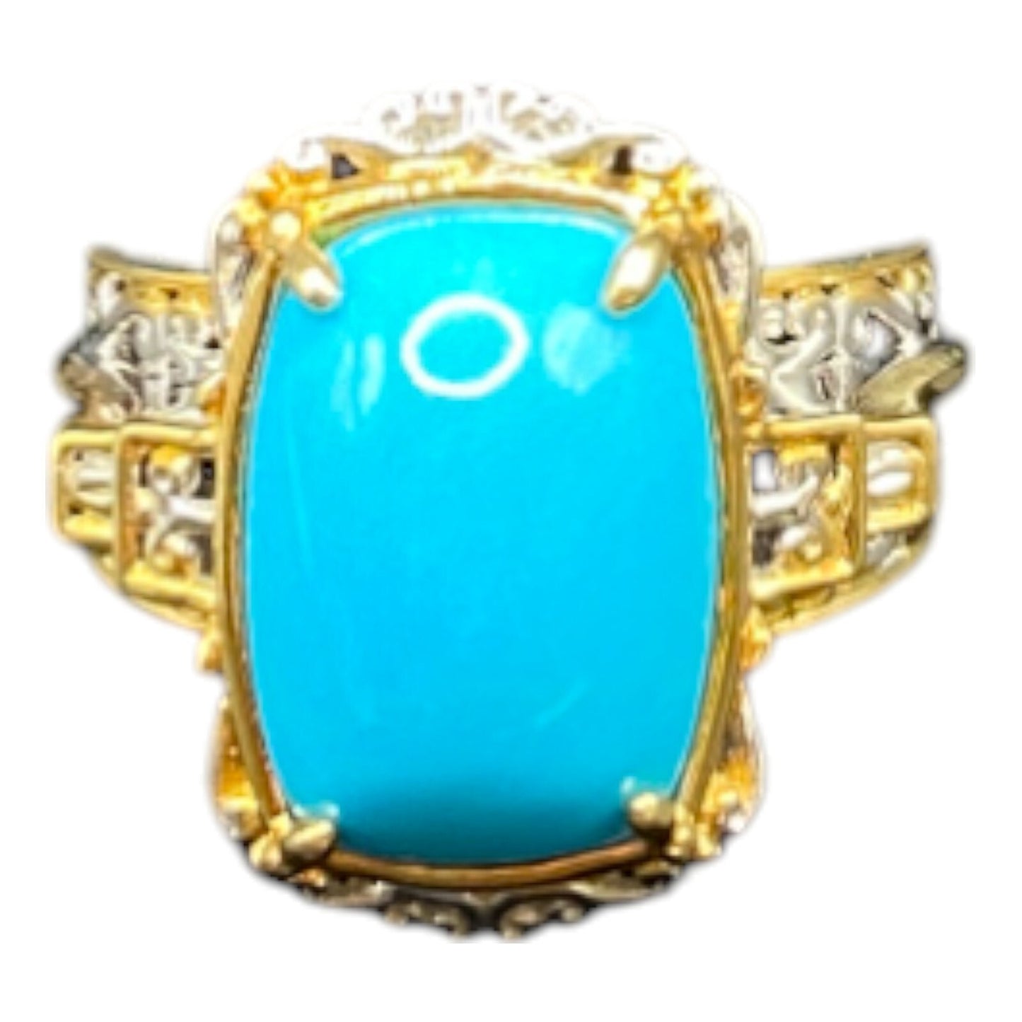 NH 925 Sterling Silver Ring Sleeping Beauty Turquoise Two Tone Gemstone Size 8