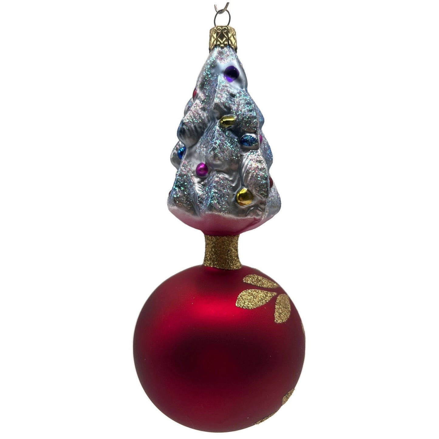 Old World Christmas Tree On Ball Glitter Star Reflector Red OWC Holiday Ornament