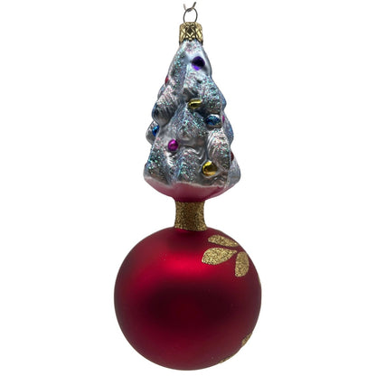 Old World Christmas Tree On Ball Glitter Star Reflector Red OWC Holiday Ornament