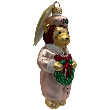 Patricia Breen Mama Bear Pink Green Red Holly Christmas Tree Ornament