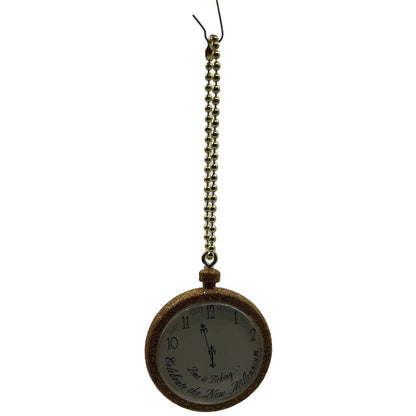 Vintage Time is Ticking Celebrate The Millennium Gold Glitter Christmas Ornament