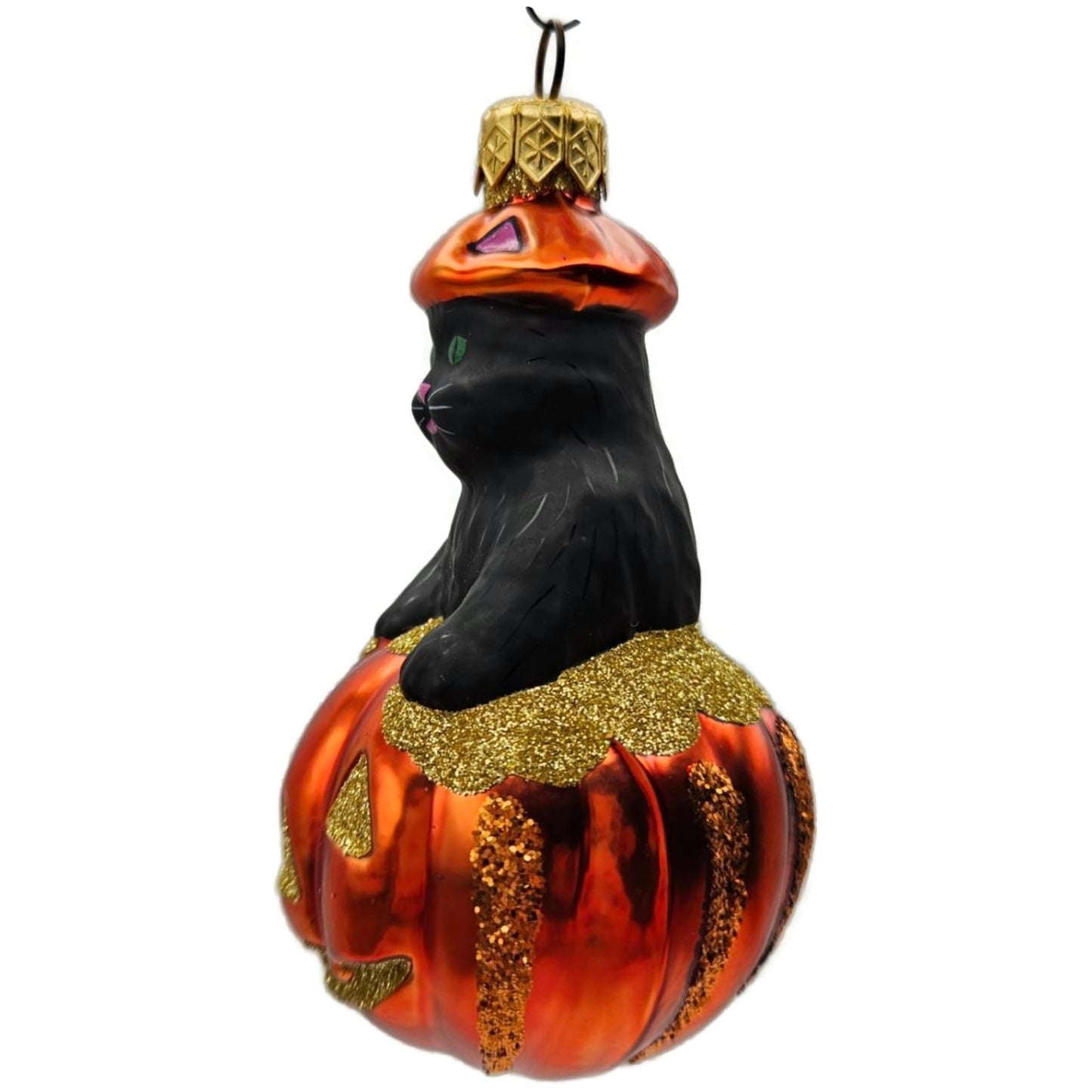 Patricia Breen Cat-O-Lantern Pumpkin Glass Christmas Halloween Ornament 9804