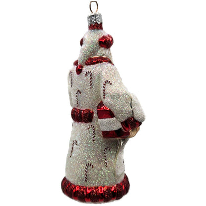 Patricia Breen Candy Cane Claus White Red Glittered Red Trim Christmas Ornament