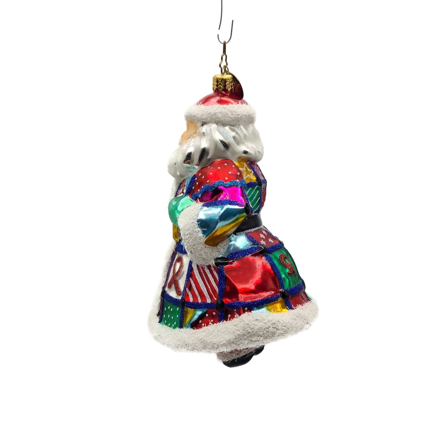 Christopher Radko Quilt N Claus Aids Charity  Santa Christmas Ornament 1014098