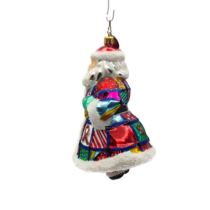 Christopher Radko Quilt N Claus Aids Charity  Santa Christmas Ornament 1014098