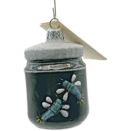 Patricia Breen Firefly Jar Black Bugs Silver Rim Spring Christmas Tree Ornament