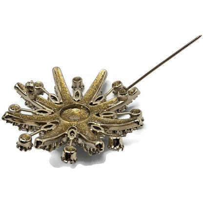 CoCo Chanel Starburst Brooch Blue Crystal Rhinestone Gold Tone Pin with Box Rare