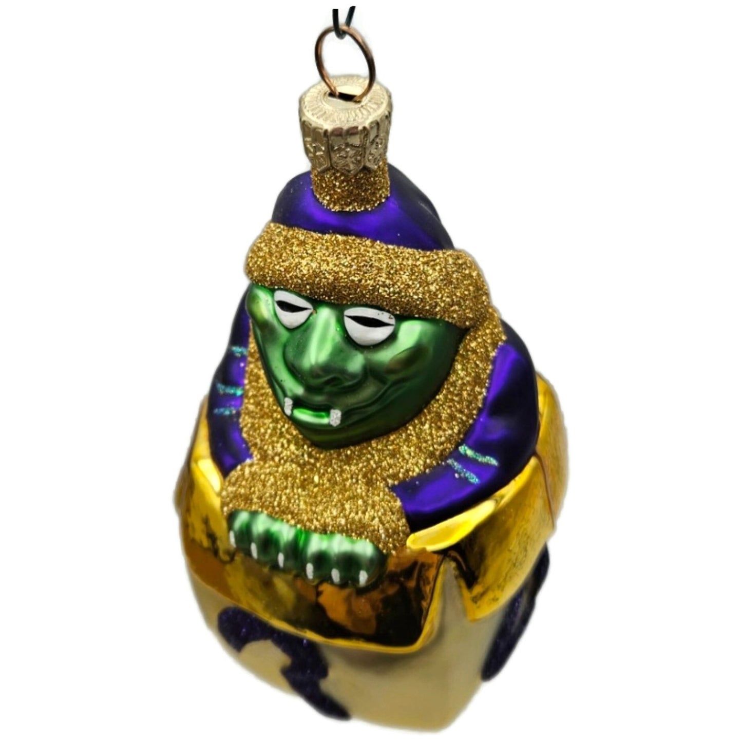 Patricia Breen Mmmonster Present Purple Gold Green Christmas Tree Ornament