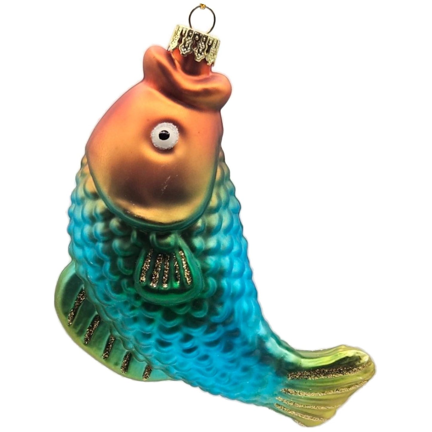 Jumping Fish Blue Glittered Glass Christmas Tree Ornament Designers Studios