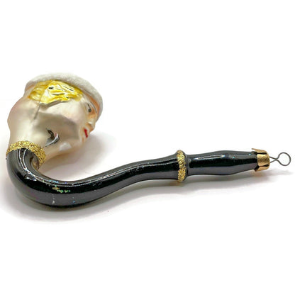 Christopher Radko Talking Pipe Two Faced Black Pearl Christmas Tree Ornament