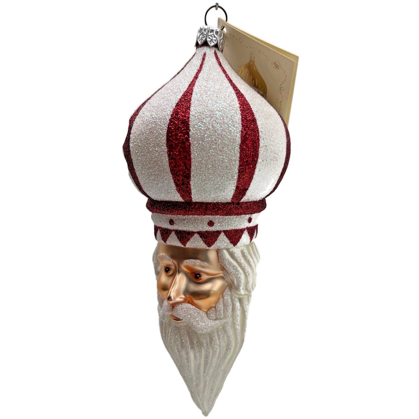 Patricia Breen Nuit Noel Red White Striped Santa Head Christmas Tree Ornament NM
