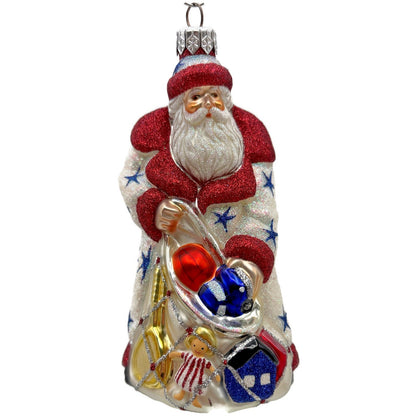 Patricia Breen Presents Pearl With Stars Patriotic Santa Christmas Tree Ornament