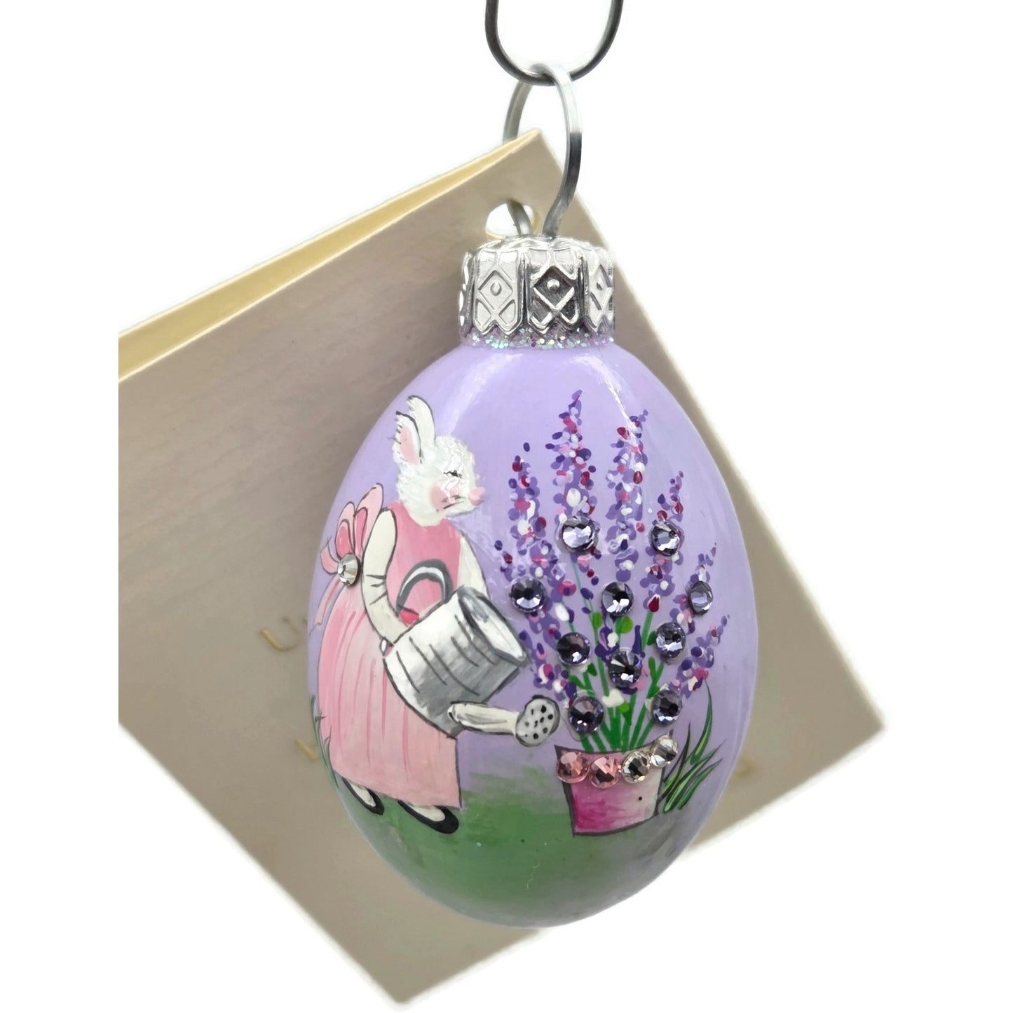 Patricia Breen Miniature Egg Surprise Provencal Bunny Purple Easter Ornament