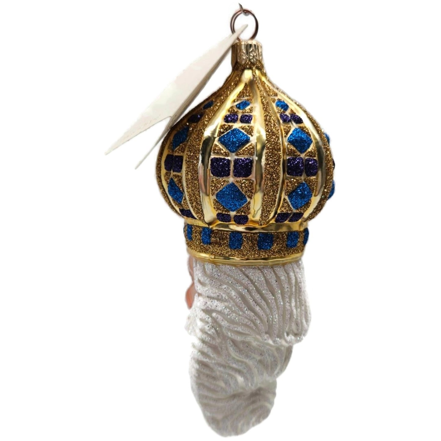 Patricia Breen Bijoux Noel Gold Blue Santa Claus Christmas Tree Ornament