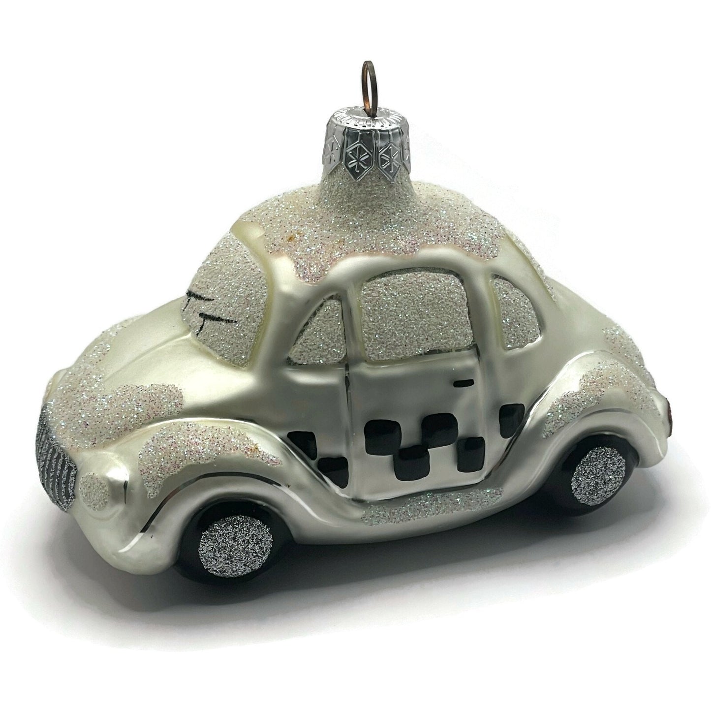 Patricia Breen Little Yellow Taxi Pearl Car Extra Glitter Christmas Ornament