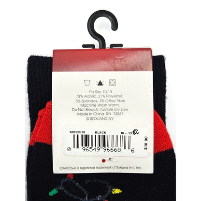 Davco Christmas Socks Monkey Black Red Holiday Patterned Stocking Stuffers
