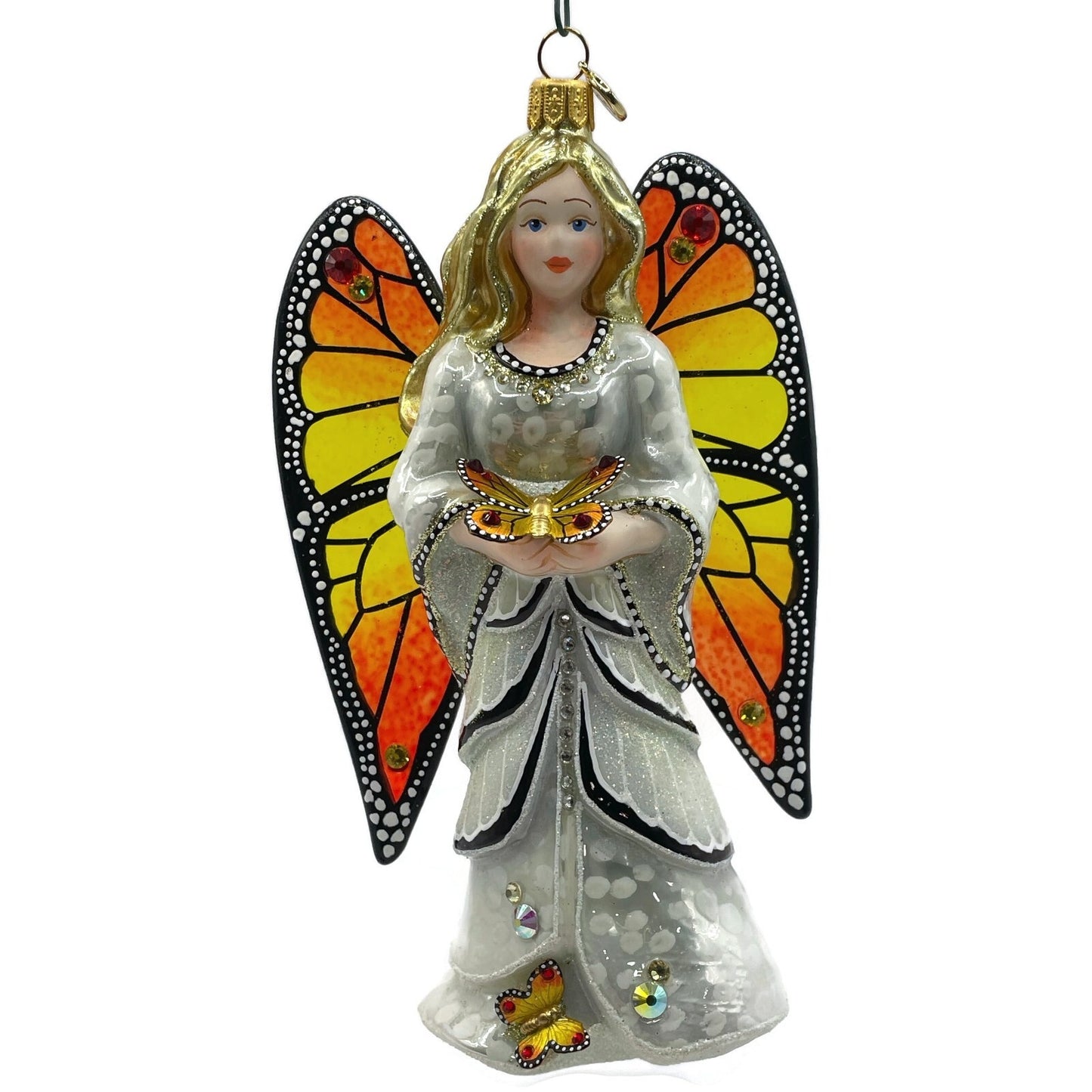 Glitter Lab Angel Betty Ornament White Leaves Butterfly Christmas Tree Decor