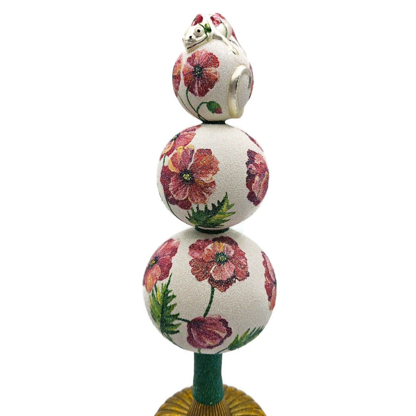 Patricia Breen Chameleon Finial Poppies Spring Christmas Holiday Tree Topper