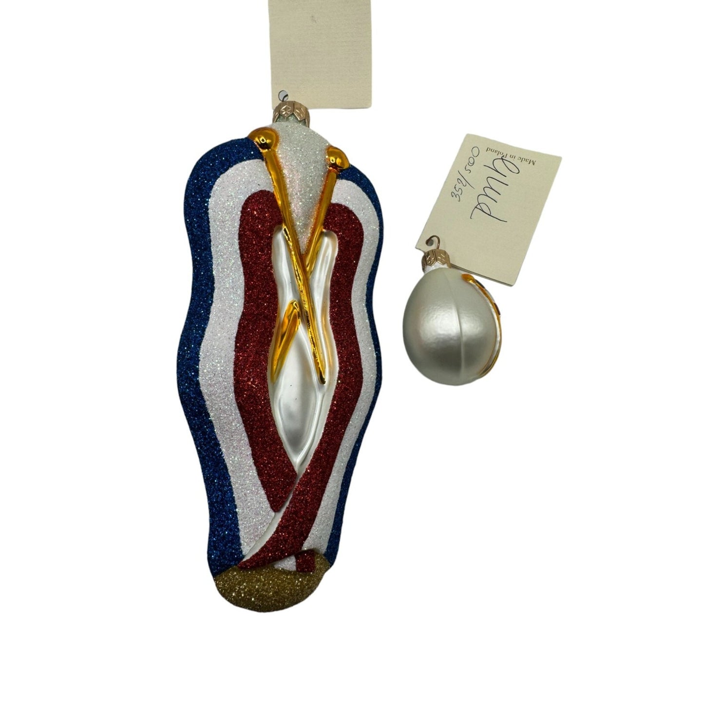 Patricia Breen Joan of Arc Pearl Halo Matte Egg 2 Part Christmas Tree Ornament