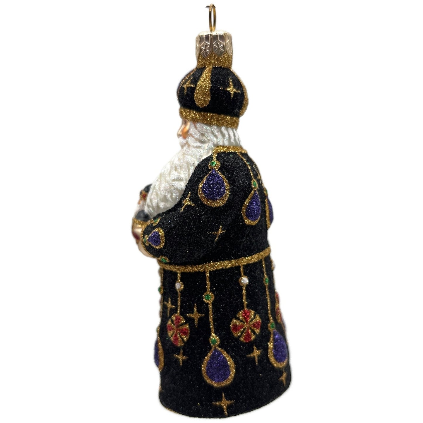 Patricia Breen Bedecked Bejeweled Santa Black Purple Christmas Ornament 2200NM