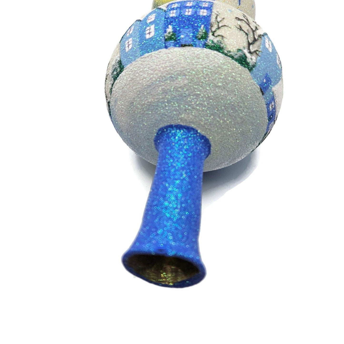 Patricia Breen Village Finial Blue Flame Prototype Moon Glittered Tree Topper