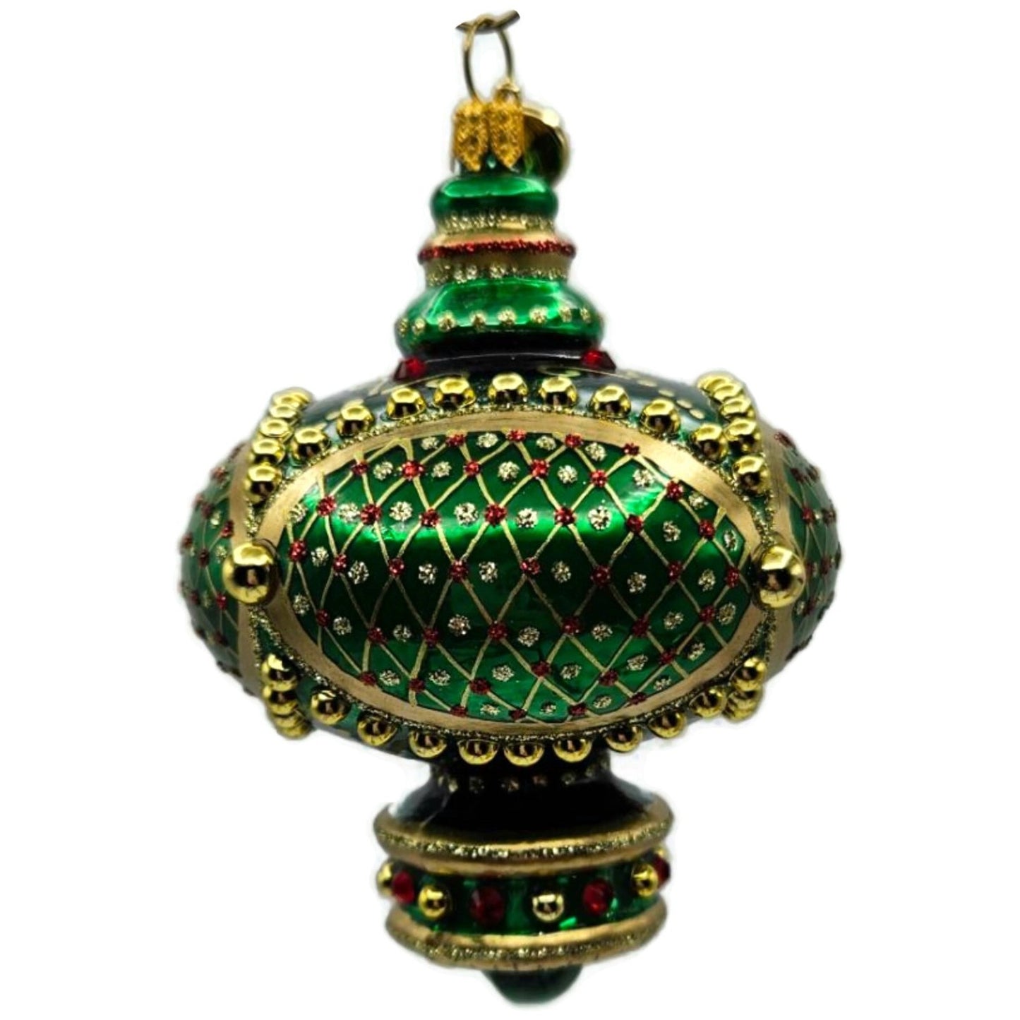 Glitter Lab Jeweled Green Gold Christmas Tree Ornament Onion Dome Drop