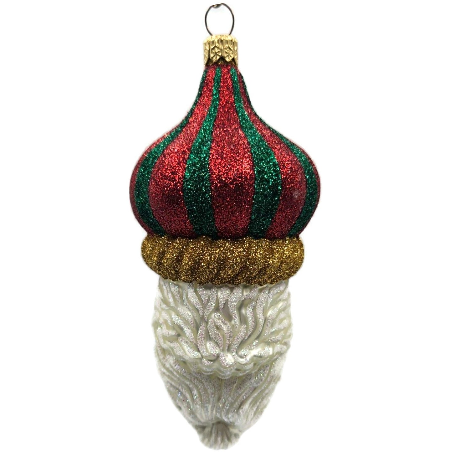 Patricia Breen Carnival Noel Red Green Santa Claus Head Christmas Tree Ornament