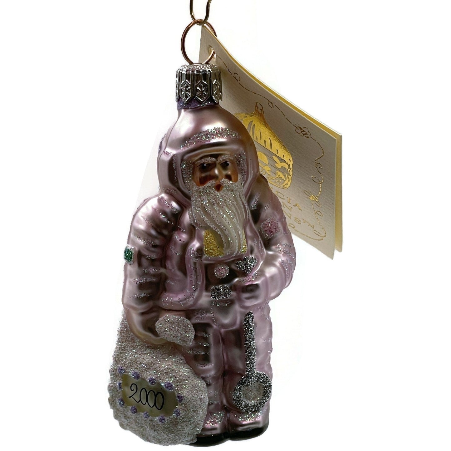 Patricia Breen Miniature Millennium Santa Lavender White Christmas Ornament 9948