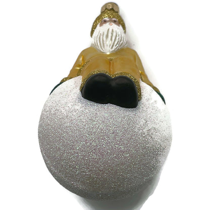 Patricia Breen Snowbound Santa Claus Gold Pearl Snowball Christmas Tree Ornament