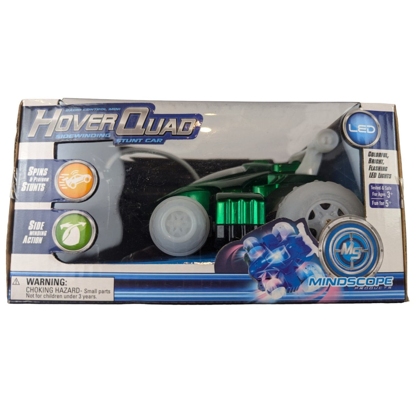 Mindscope Hover Quad Sidewinding Stunt Car Remote Control LED Lights Green NEW
