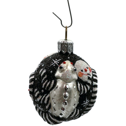 Patricia Breen For James Twice Snow Faces Chameleon Striped Christmas Ornament