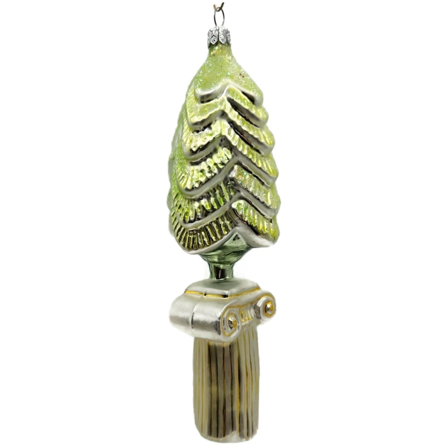 Christopher Radko Classic Christmas Column With Tree Green Ornament 93-408-0