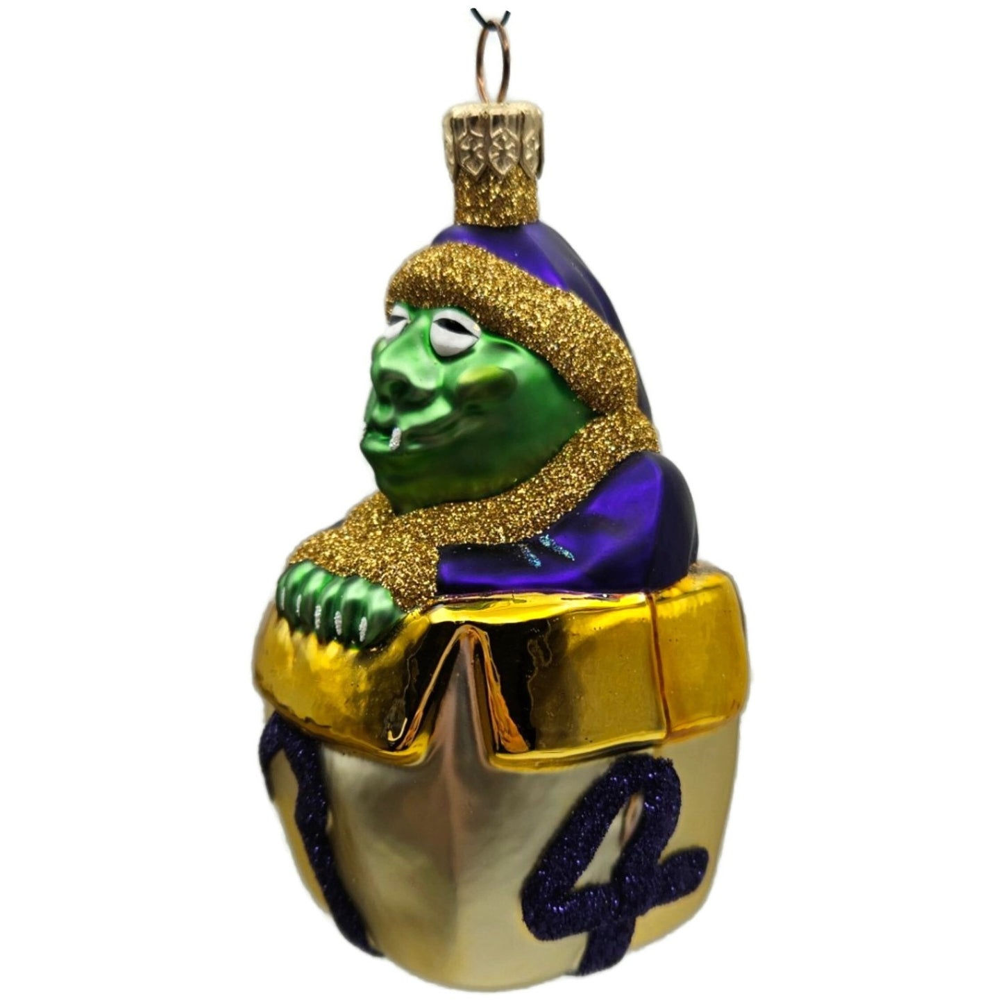 Patricia Breen Mmmonster Present Purple Gold Green Christmas Tree Ornament