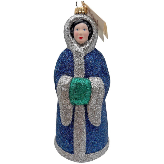 Larry Fraga River Woman Blue Silver Green Glitter Series Christmas Tree Ornament