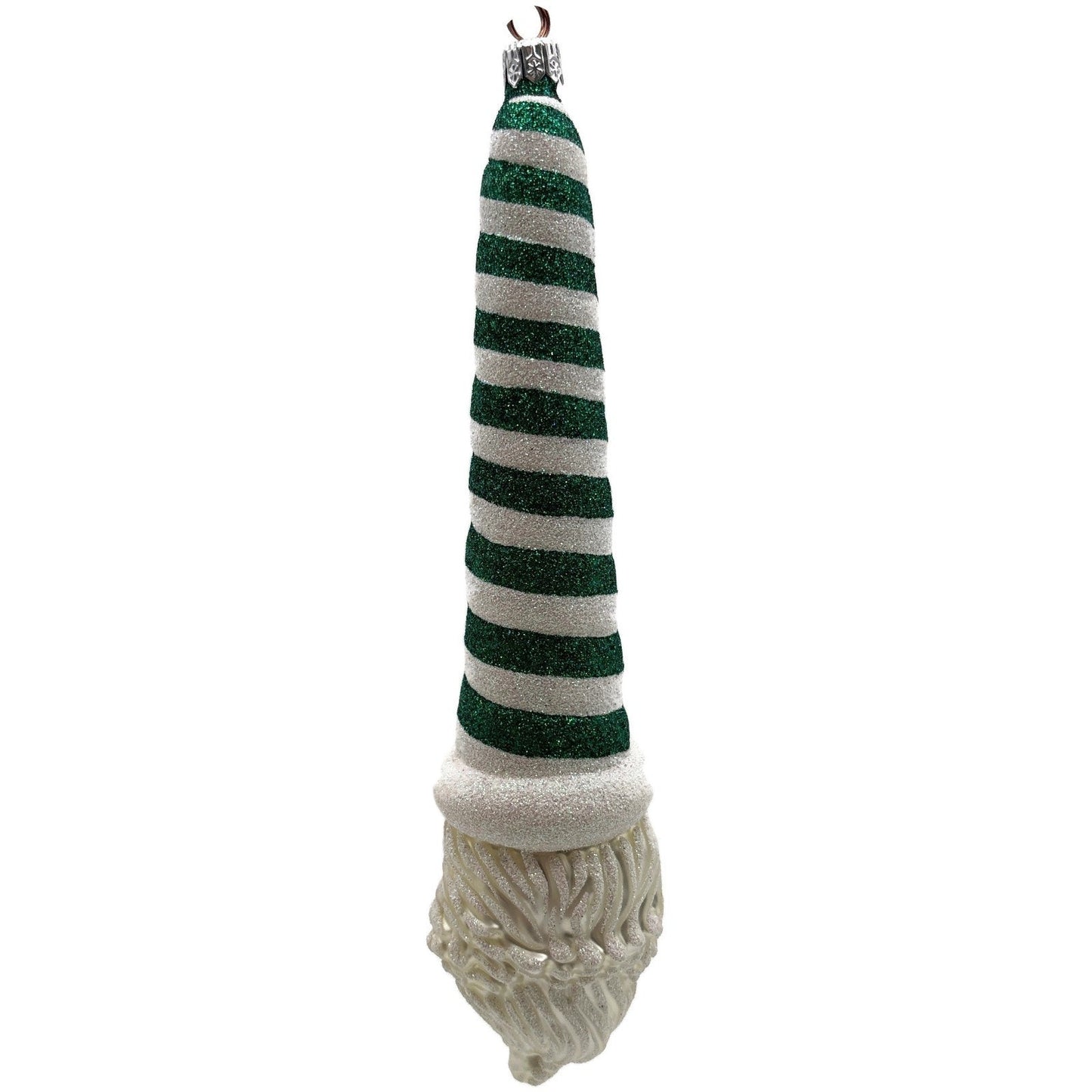 Patricia Breen Sucre Santa Green White Spearmint Striped Christmas Tree Ornament