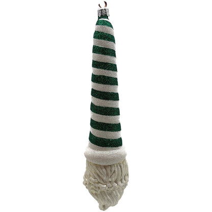 Patricia Breen Sucre Santa Green White Spearmint Striped Christmas Tree Ornament