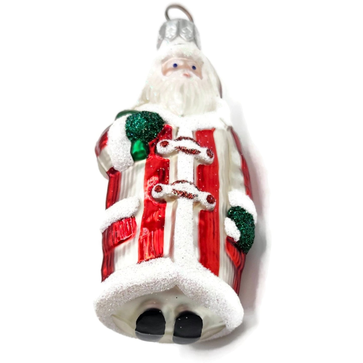 Patricia Breen Miniature Striped Santa Claus Red White Christmas Tree Ornament