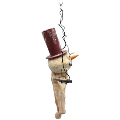 Rucus Studios Scott Smith Snowman Ornament 2001 Handmade Folk Art wtih Red Hat