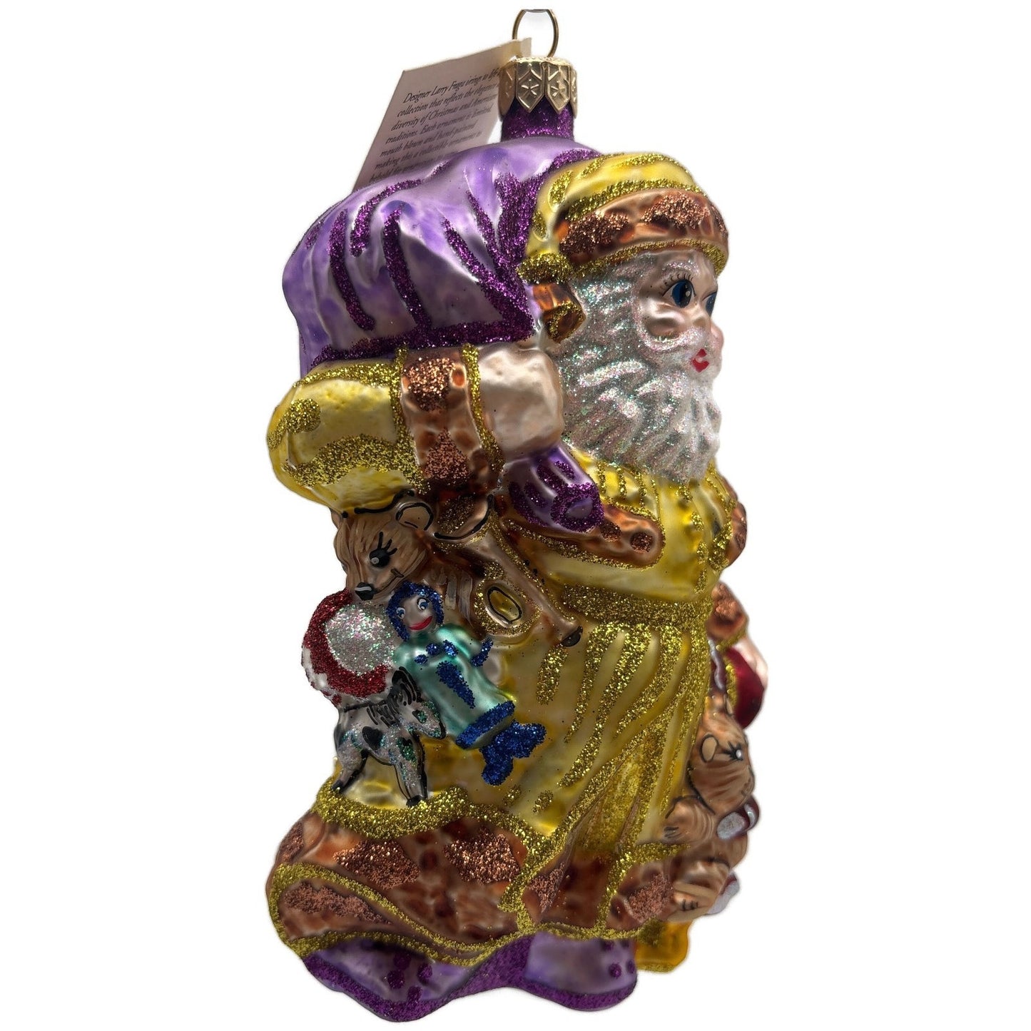 Larry Fraga Magical Santa Claus Yellow Glitter Series Christmas Tree Ornament