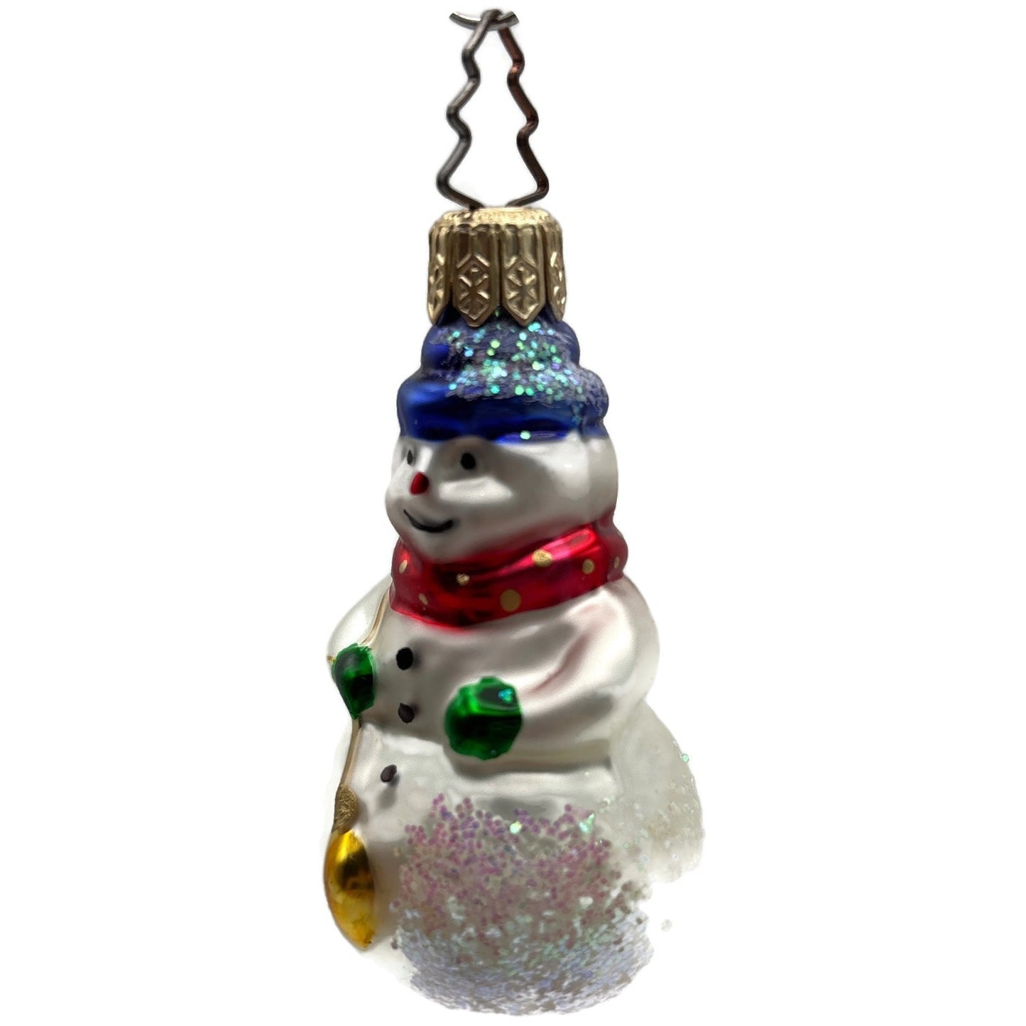 Snowman Red Scarf Polka Dot Green Gloves Christmas Tree Ornament