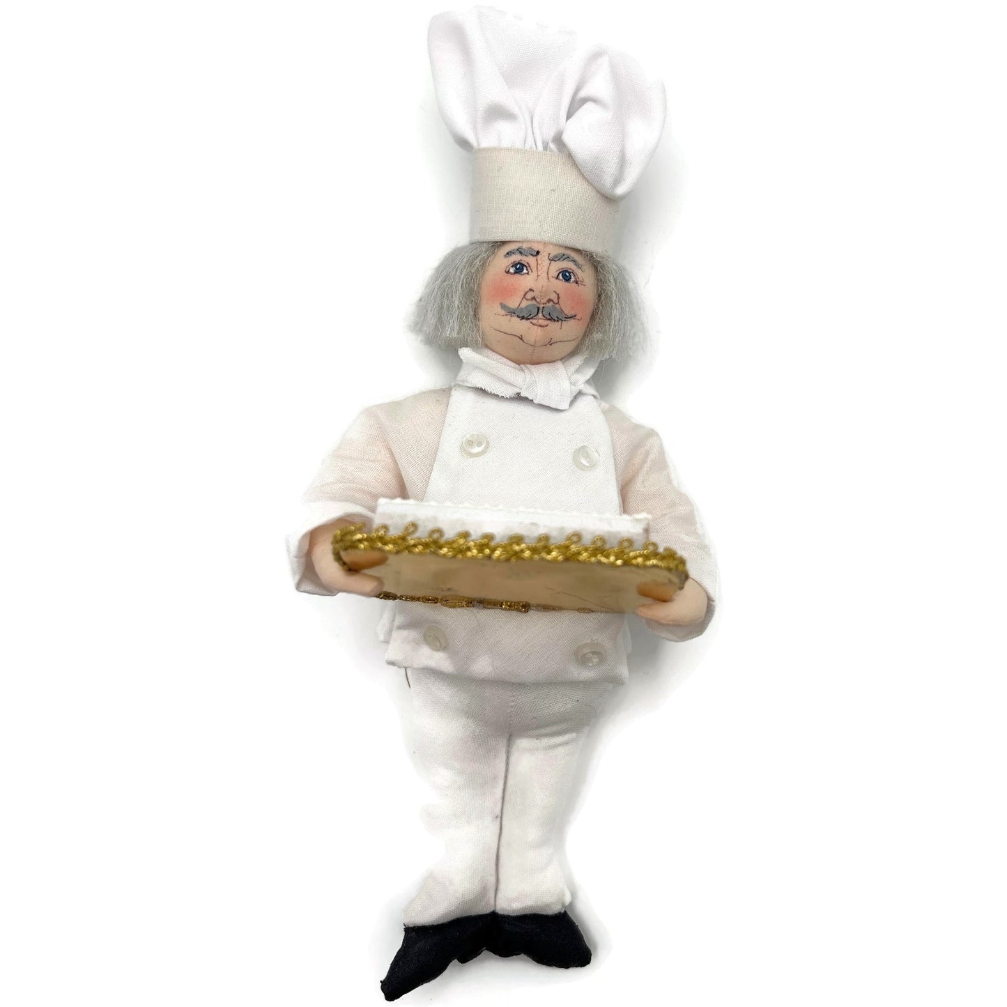 Gladys Boalt Happy Birthday Chef White Fabric Christmas Tree Ornament Signed