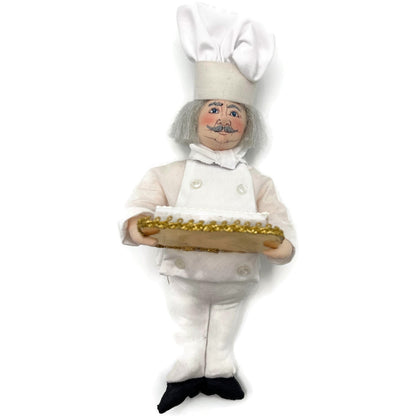 Gladys Boalt Happy Birthday Chef White Fabric Christmas Tree Ornament Signed