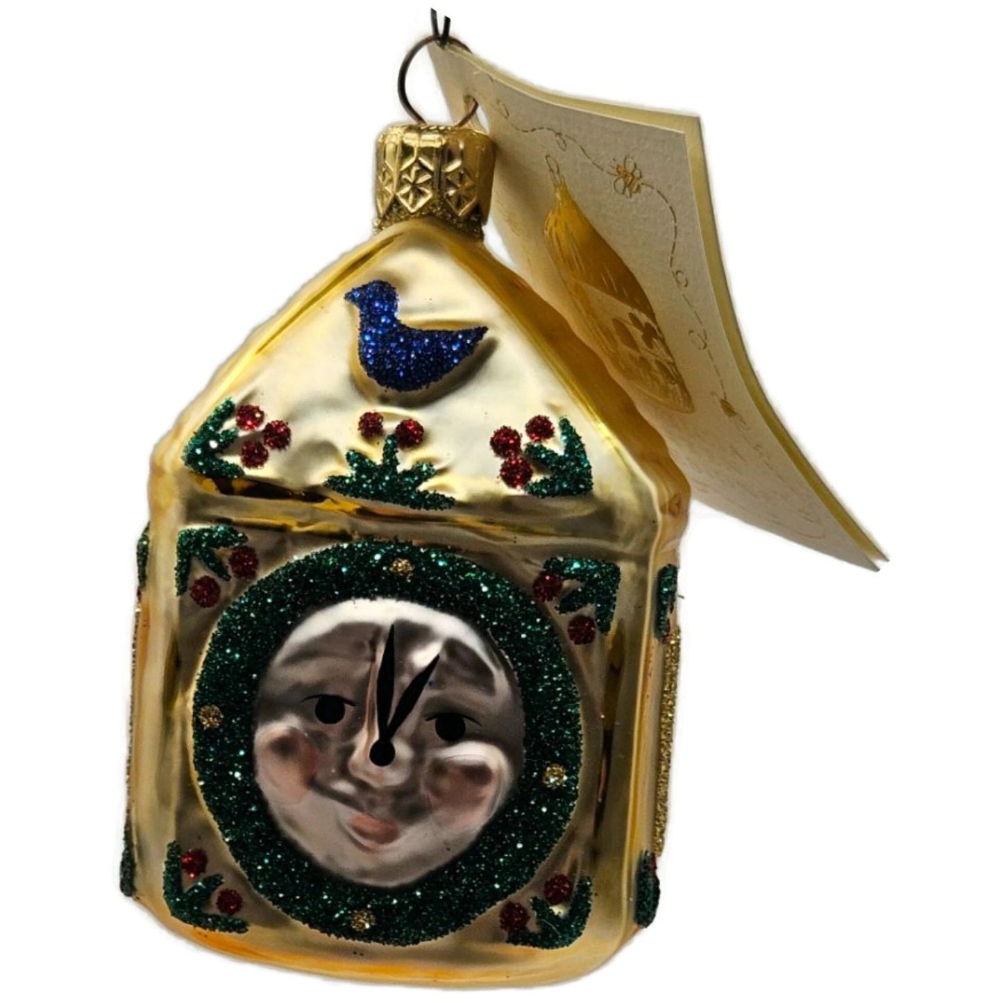 Patricia Breen Hickory Dickory Clock Gold Green Trim Christmas Tree Ornament