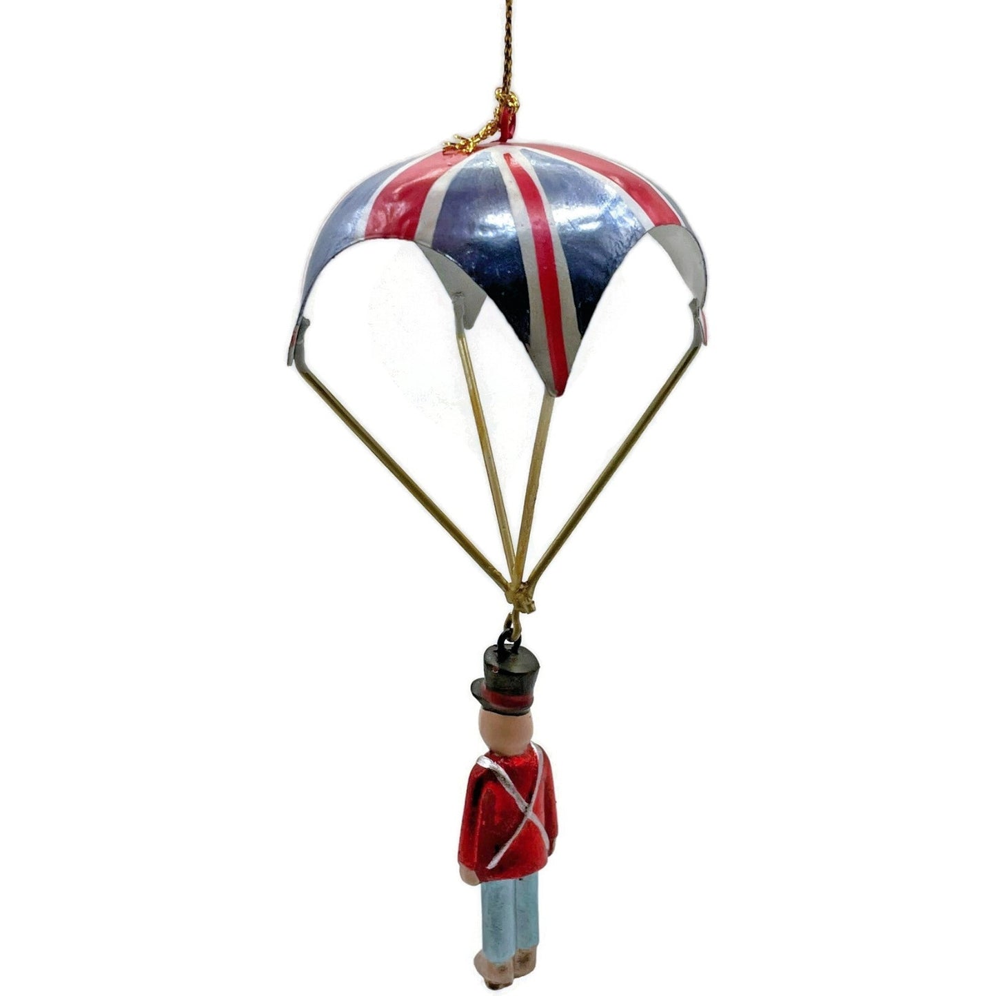 Metal Tin British Royal Guard Union Jack Parachutes Patriotic Christmas Ornament