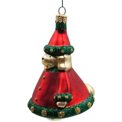 Patricia Breen Santas Helper Red Glittered Dotted Gold Christmas Tree Ornament