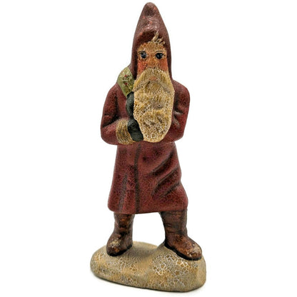 Vaillancourt Striding Belsnickel With Bag Folk Art Chalkware Christmas Figurine